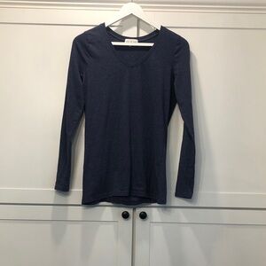 Thyme & Honey V-Neck Long Sleeve Cotton Tee - Blueish Purple Small